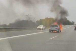 PoÅ¼ar hondy na drodze krajowej nr 94 pod Rzeszowem [VIDEO]