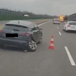 Kolizja na A4 z udziaÅem czterech pojazdÃ³w po wystrzeleniu opony w ciÄÅ¼arÃ³wce