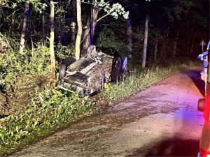 Trzy osoby w szpitalu po dachowaniu auta. Wypadek w środku nocy [ZDJĘCIA]
