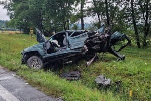 Makabryczny wypadek na Podkarpaciu. Z samochodu nie zostało wiele [ZDJĘCIA]