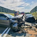 Zderzenie czołowe na obwodnicy Brzozowa. Jedna osoba w szpitalu