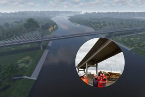 Prace przy budowie najdłuższego mostu na Podkarpaciu za półmetkiem. Zakończenie w 2026 r. [ZDJĘCIA]