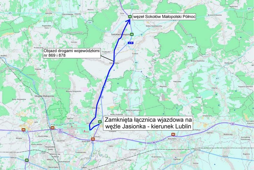 Zmiana organizacji ruchu na węźle Jasionka na S19