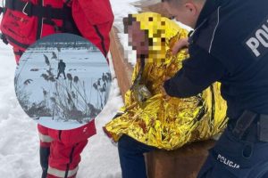 Szokujące sceny w Rzeszowie. Pijany mężczyzna spacerował po zamarzniętym Wisłoku