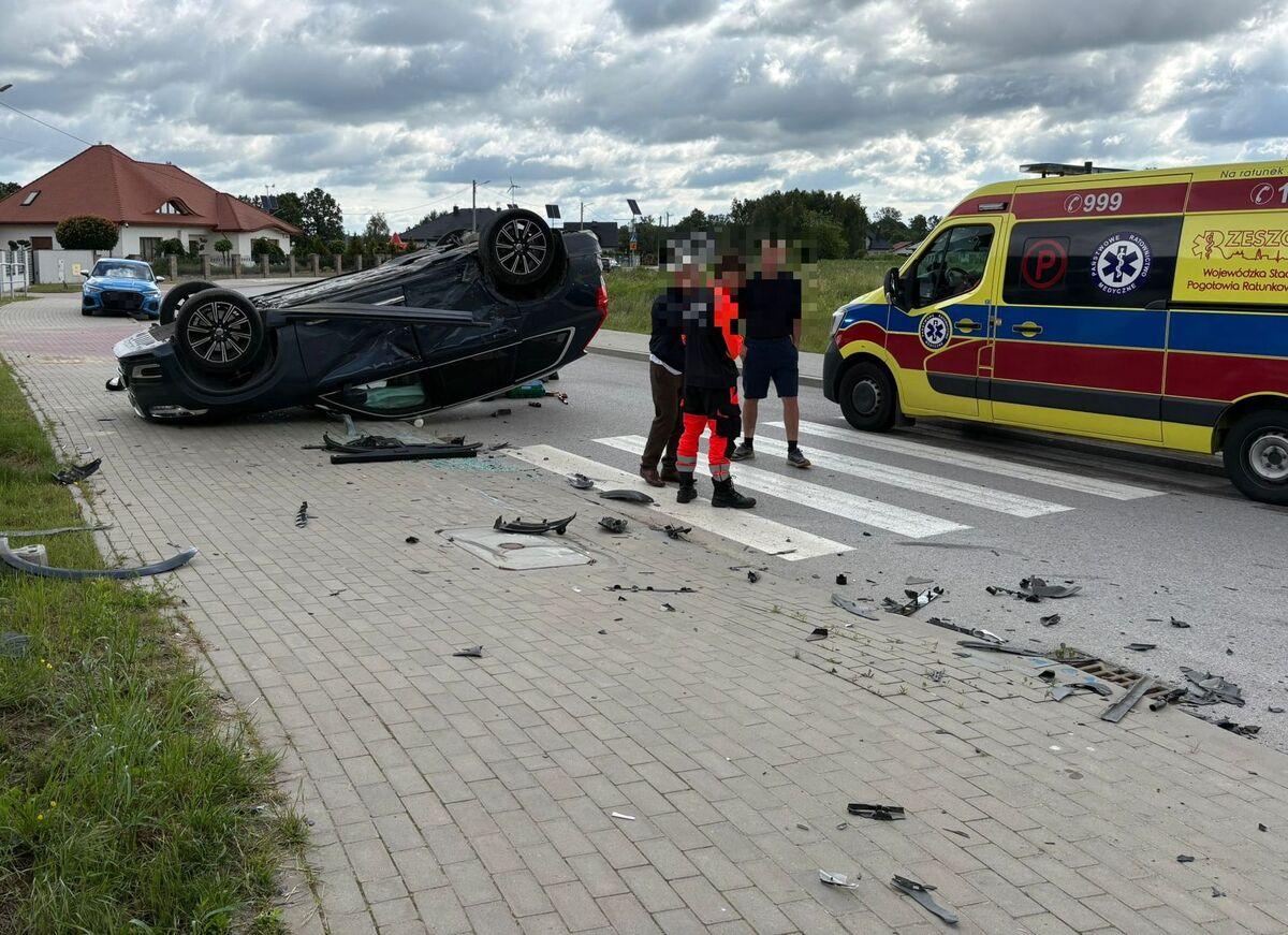 wypadek Jasionka dachowanie