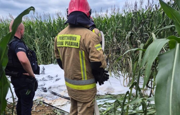 wypadek awionetki OSP KSRG Straszęcin FB (2) wypadek awionetki