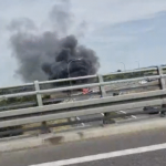 Groźny pożar samochodu pod Rzeszowem! Płonący pojazd na łączniku S19 i A4 w Terliczce [WIDEO]