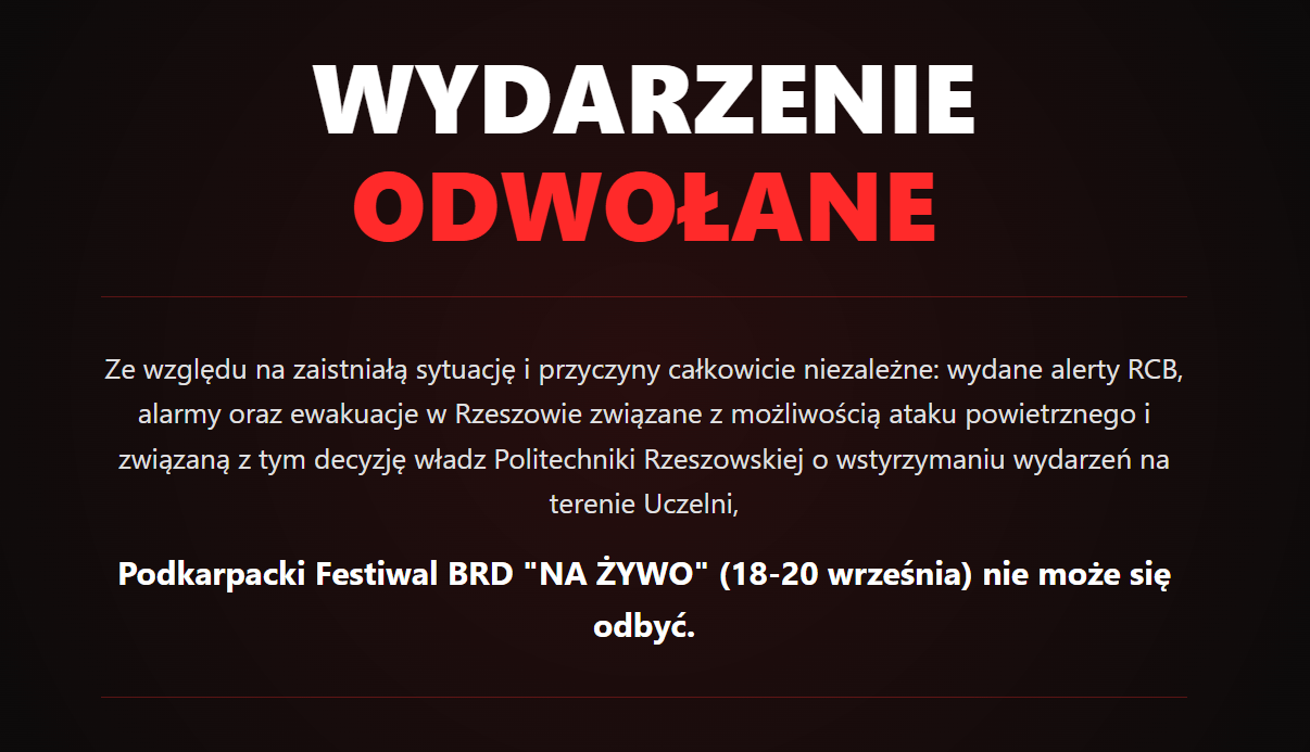 festiwal brd odwołany